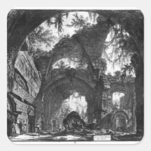 Det ruinerade galleriet i Villa Adriana vid Tivoli Fyrkantigt Klistermärke