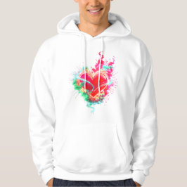 Det rykande hjärtat på en mysig långärmad vit hoodie