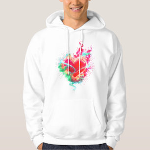 Det rykande hjärtat på en mysig långärmad vit hoodie
