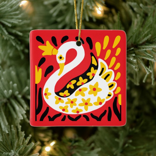 Det ryska Stil Fairy Tale-Royalet i kröd Svan Julgransprydnad Keramik (Träd)