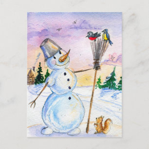 Det ryska stil-kortet i snögubbe helg vykort