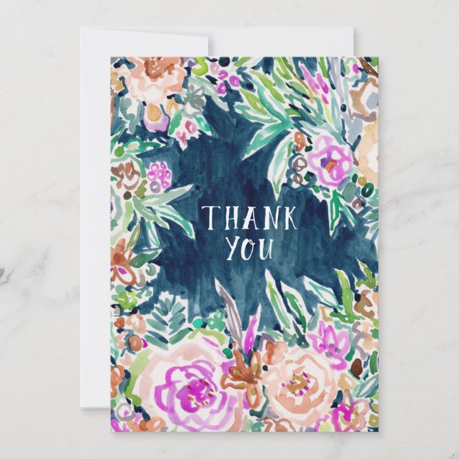 Det SÅ RIKA färgrika blom- TACK sänker kortet Kort (Framsida)