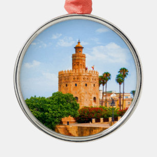 det seville spain torn av guld blommar julgransprydnad metall