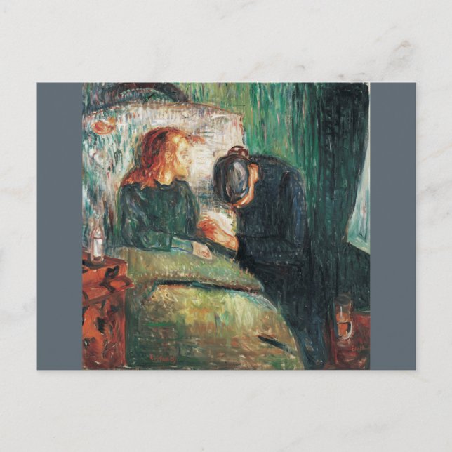 Det sjuke barnet av Edvard Munch visar Sofie på he Vykort (Framsida)