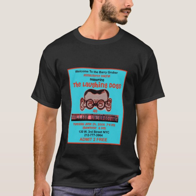 Det skratta hundpartyet på svart tee shirt (Framsida)
