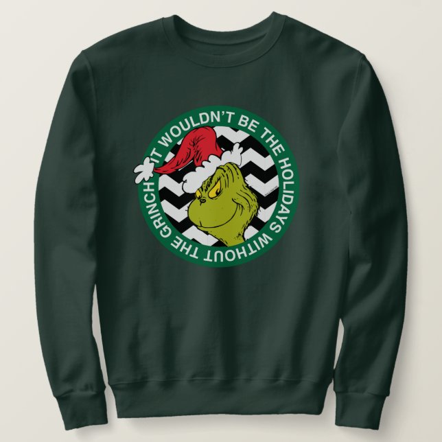 Det skulle inte vara Helgdagarna utan Grinch Lång Ärmad Tröja (Design framsida)