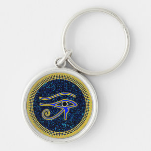 Det skyddande ögat av Horus Rund Silverfärgad Nyckelring