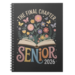 Det slutliga kapitlet Senior 2026 Studenten Blomma Anteckningsbok