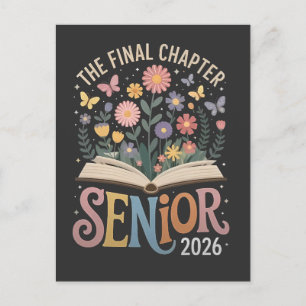Det slutliga kapitlet Senior 2026 Studenten Blomma Inbjudan Vykort