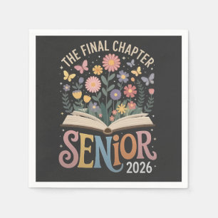 Det slutliga kapitlet Senior 2026 Studenten Blomma Pappersservett