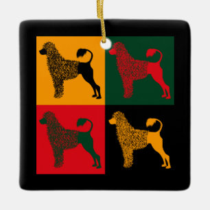 Det smarta portugisiska vatten hund julgransprydnad keramik