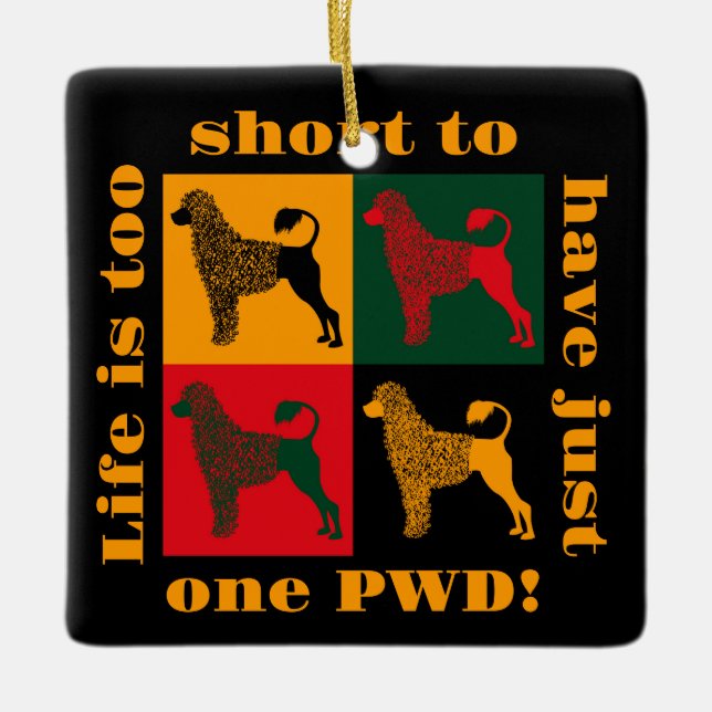 Det smarta portugisiska vatten hund julgransprydnad keramik (Framsida)