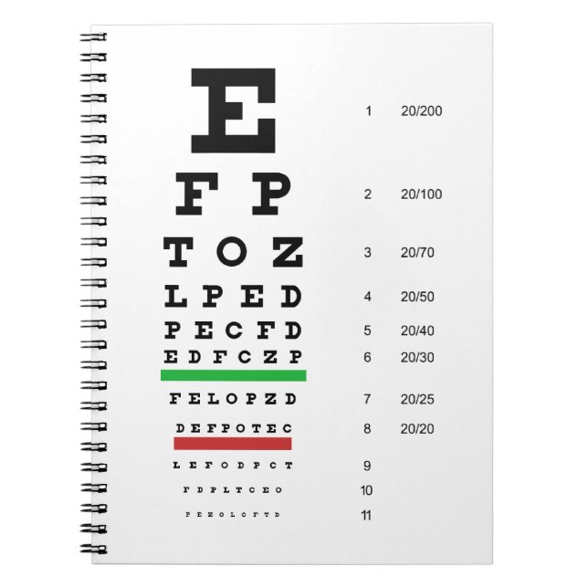 Det Snellen ögat kartlägger anteckningsboken Anteckningsbok Med Spiral (Framsidan)