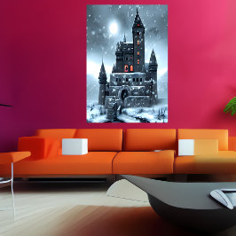 Det snöar på slottet | AI Art Poster