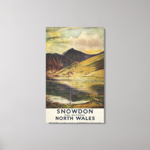 Det Snowdon berg beskådar den järnväg affischen Canvastryck
