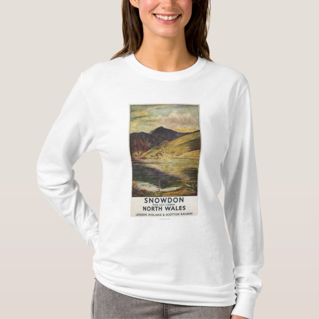 Det Snowdon berg beskådar den järnväg affischen T-shirt (Framsida)