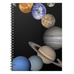 Det sol- systemet spänner våra planet anteckningsbok med spiral