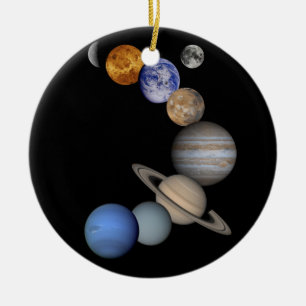 Det sol- systemet spänner våra planet julgransprydnad keramik