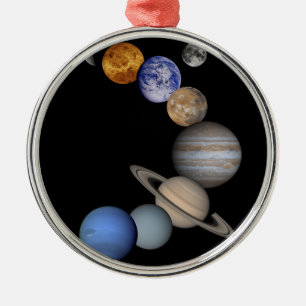 Det sol- systemet spänner våra planet julgransprydnad metall