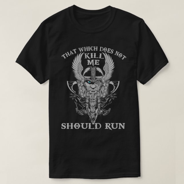 Det som inte dödar mig borde springa t shirt (Design framsida)