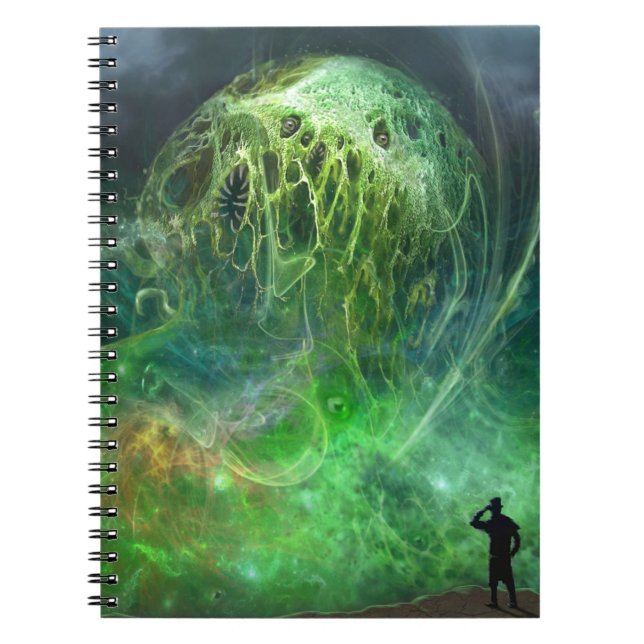 Det som inte kan vara den beskrev Lovecraftian Anteckningsbok Med Spiral (Framsidan)