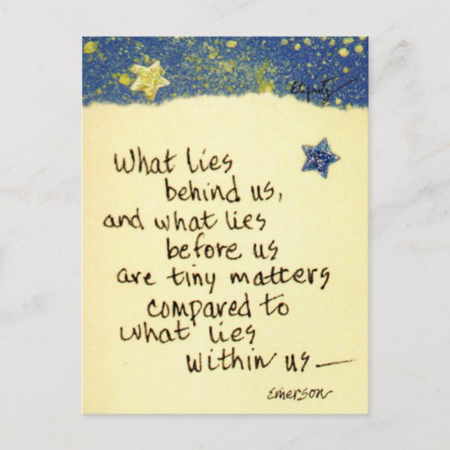 Det som ljuger bakom oss.. att säga färgad tecknin vykort (Framsida)