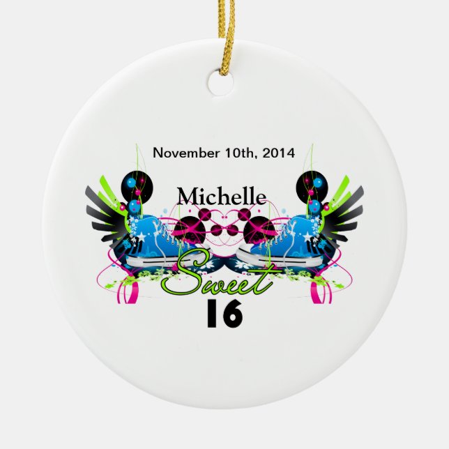 Det söta namn för 16 80-talneongymnastikskor julgransprydnad keramik (Framsidan)