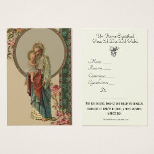 Det spanska Heligan St. Joseph Andlig Bouquet Visitkort