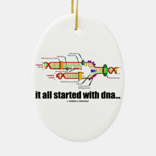det startade all med DNA. (Dna-Replication) Julgransprydnad Keramik