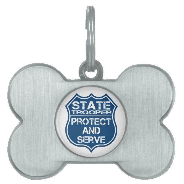 Det statliga Trooperpolisemblem skyddar och tjänar Namnbricka Husdjur (Framsidan)