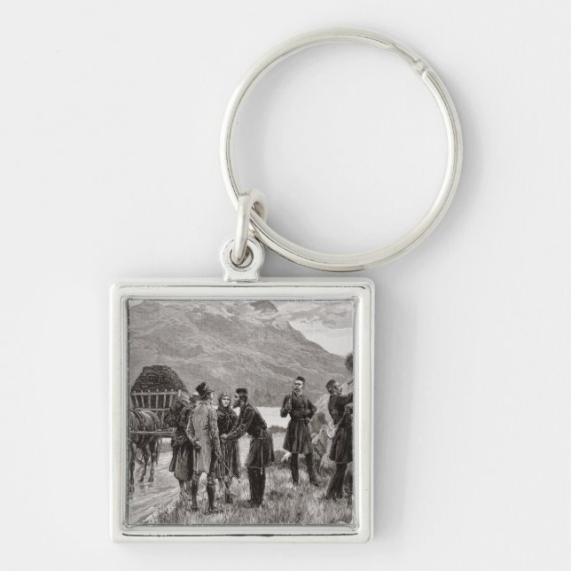 Det statligt av Irland Fyrkantig Silverfärgad Nyckelring (Framsidan)