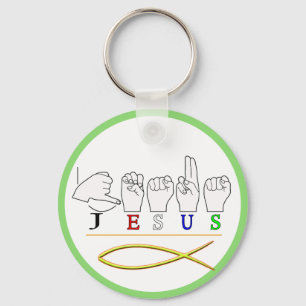 DET STAVADE JESUS ASL FINGRET UNDERTECKNAR FÄRGER NYCKELRING