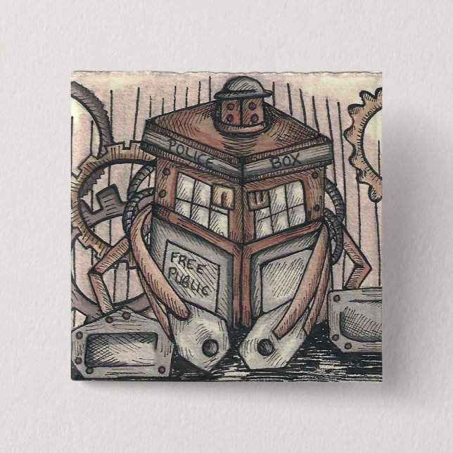 Det Steampunk teckenet knäppas Knapp (Framsida)