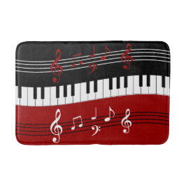 Det stilfulla röda svart vitpianot stämm och badrumsmatta