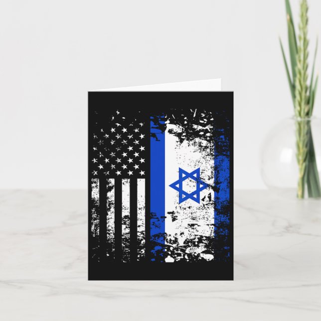 Det stolta israeliska USA flagga-patriotiska Pride Kort (Framsida)