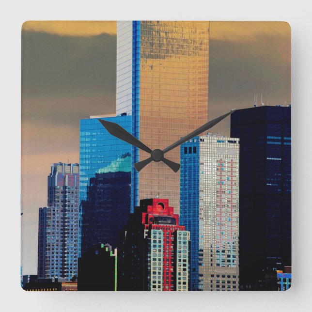 Det stora finanscentrumet Manhattan New York Post Fyrkantig Klocka (Framsida)