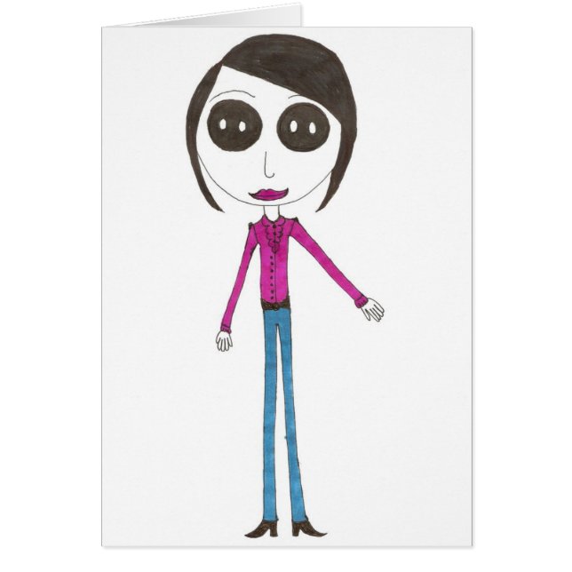 Det stora huvudet knäppas flickan hälsningskort (Framsidan)