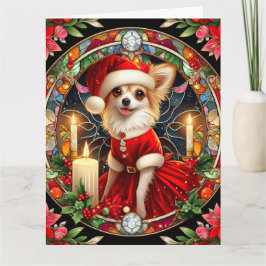 Det stora julkortet Chihuahua i Santa Dress Kort