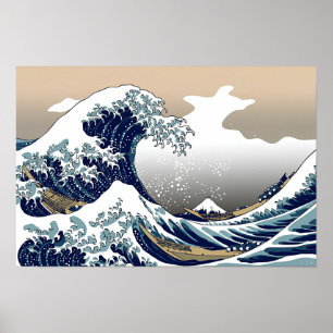 Det stora vågen utanför Kanagawa Japansk konsttryc Poster