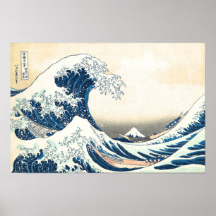 Det stora vågen utanför Kanagawa Japansk konsttryc Poster