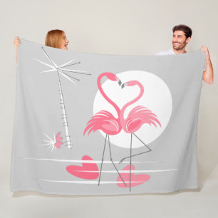 Det stora vågrät Flamingo Kärlek fleece filte