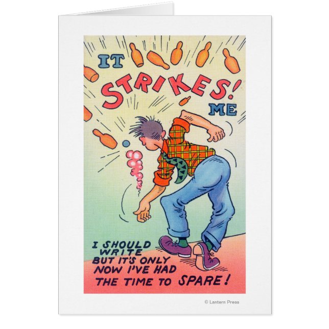 Det Strejkor mig, Tecknad Man Bowling Hälsningskort (Framsidan)