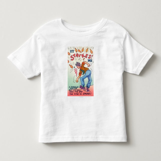 Det Strejkor mig, Tecknad Man Bowling T Shirt (Framsida)