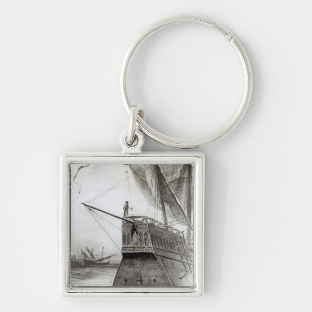 Det suveräna ögonblicket på aftonen fyrkantig silverfärgad nyckelring (Framsidan)