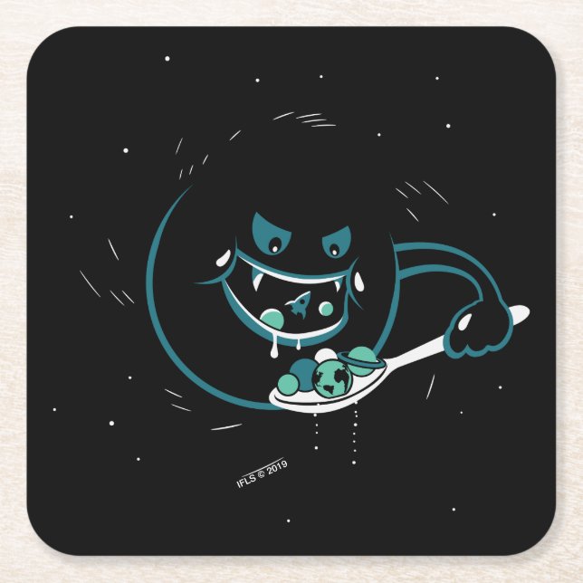 Det svart hål slukar underlägg papper kvadrat (Framsidan)