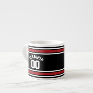 Det svart och röda namn för den sportJersey Espressomugg