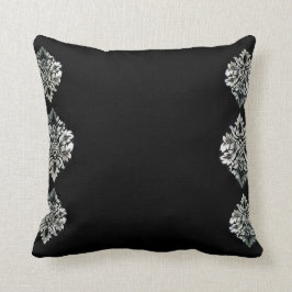 Det svart Siver Damascus kast dämpar 41 x 41 cm Kudde