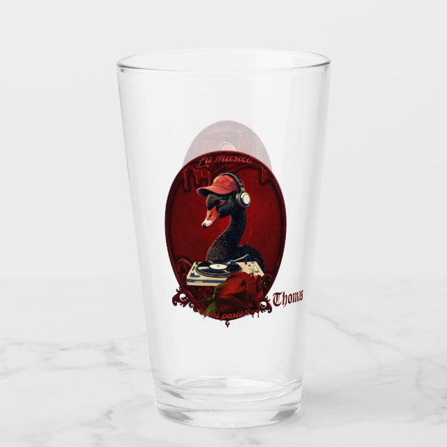 Det svarta svan, som symboliserar kreativitet glaskopp (Framsida)