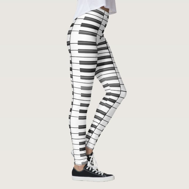 Det svartvita pianot stämm musikkonstdamasker leggings (Höger)