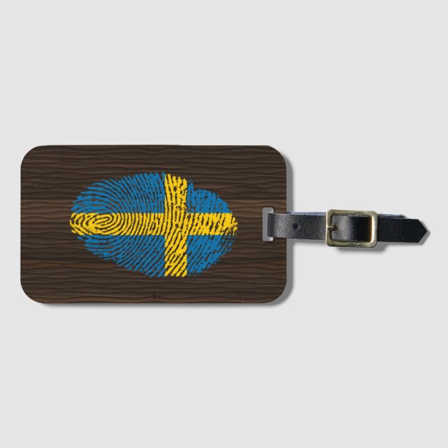 Det svenska handlag identifierar med fingeravtryck bagagebricka (Framsida horisontal)